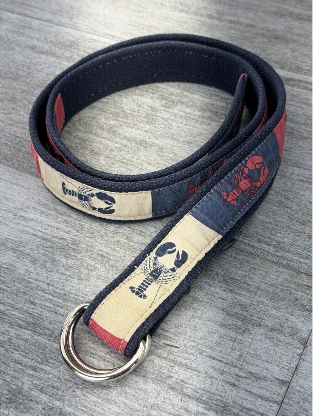 Vineyard Vines USA Made Double D-Ring Lobster Web Belt Adult XL Shep Ian Preppy